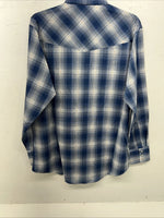 New Men’s Blue Paid ELY Cattleman Long Sleeve Pearl Snap Shirt. Large P-54