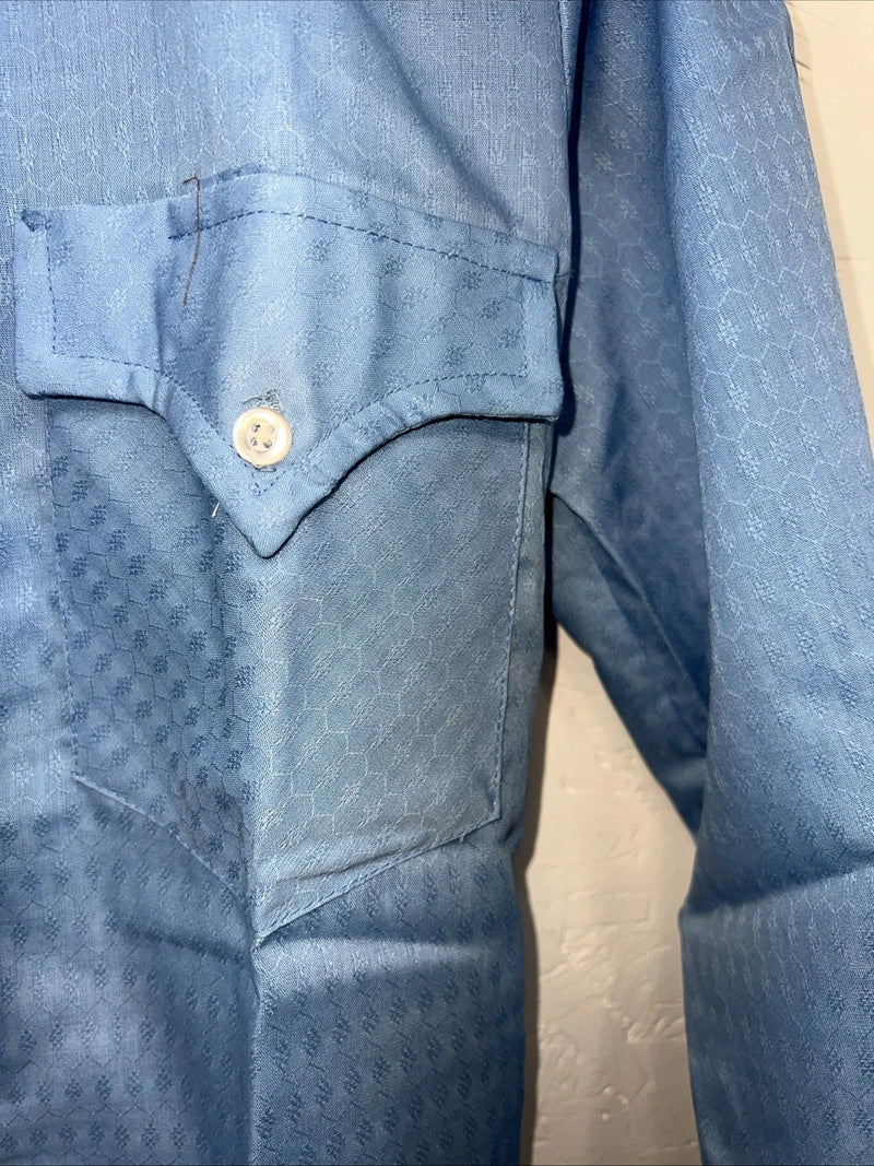 New Men’s Blue Permanent Press Button Up Long Sleeve Shirt. 14.5x32 S Long P-67