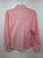 New Women’s White Horse Pink Gem Long Sleeve Pearl Snap Medium II-76