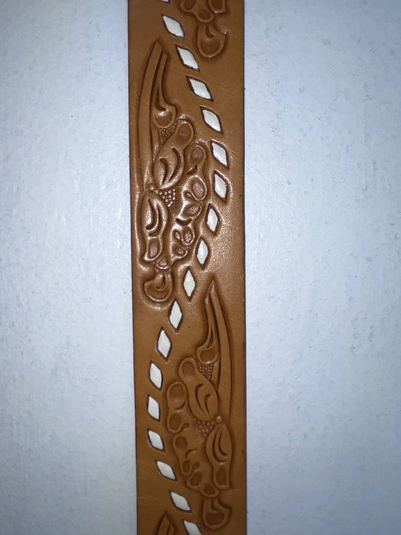 New Brown Genuine Leather Tooled 32” Belt #1442B Z-62