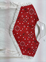 New Women’s Panhandle White Red Design Long Sleeve Button Up Size 14 TT-78
