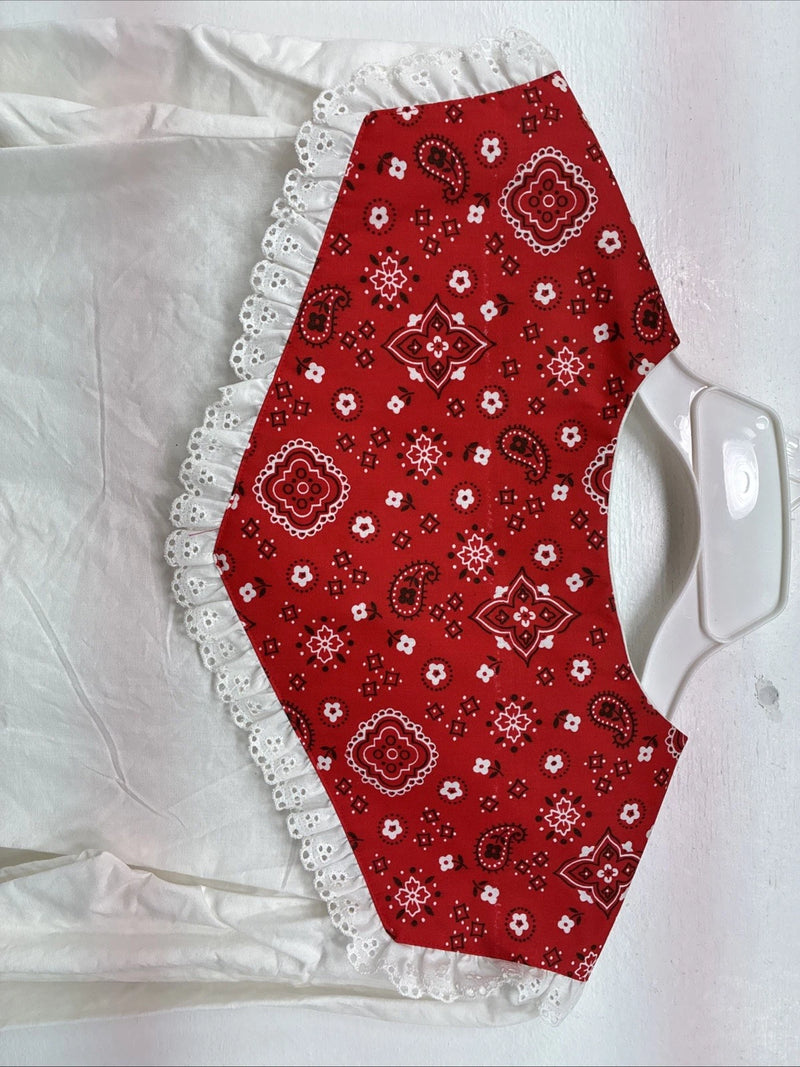 New Women’s Panhandle White Red Design Long Sleeve Button Up Size 14 TT-78