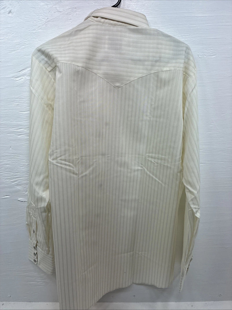 New Men’s California RanchWear  Yellow Strip Long Sleeve Pearl Snap Large M-58