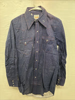 New Men’s Karman Blue Jena Long Sleeve Pearl Snap 15 Medium AA-75