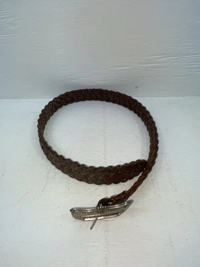 New Brown Genuine Leather Braided 26” Belt JJ-111