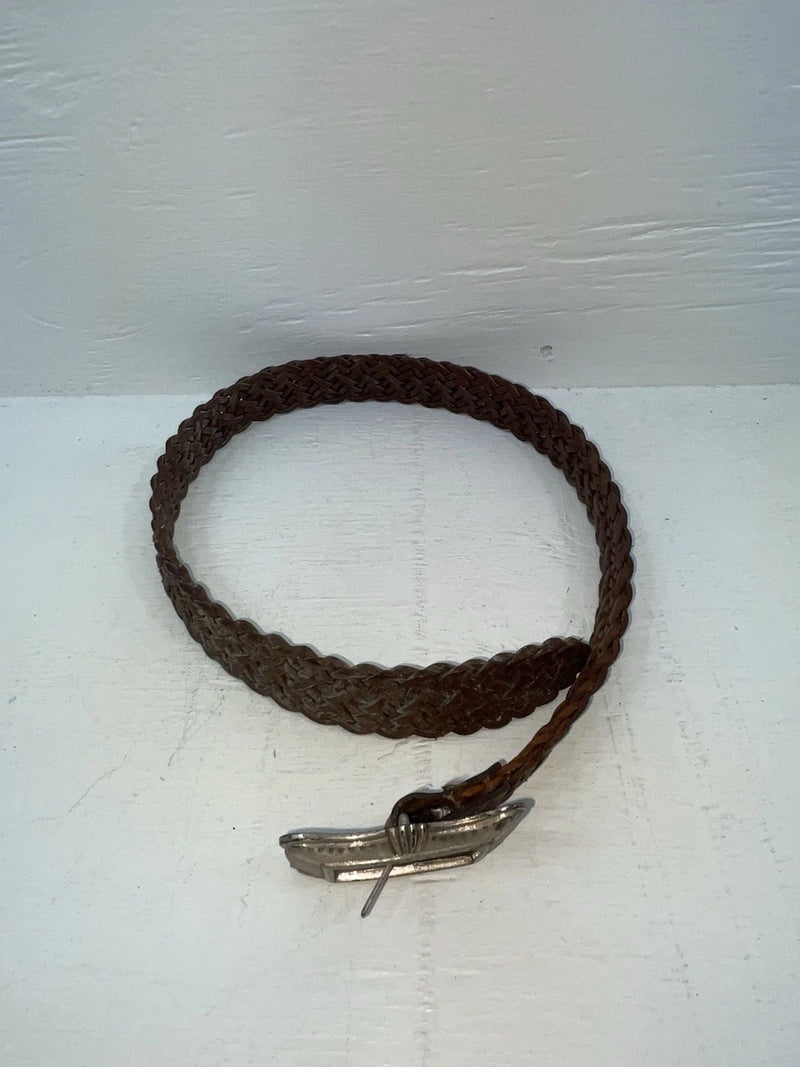 New Brown Genuine Leather Braided 26” Belt JJ-111