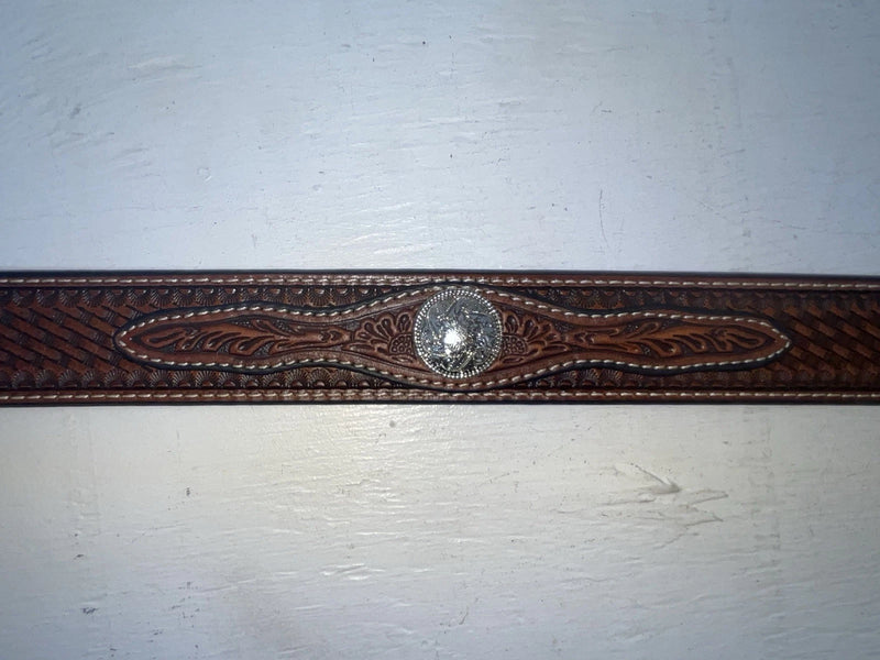 New Brown Genuine Leather Nocona Tooled And Pendent 44” Belt #N2411608 NN-129
