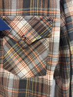 New Men’s Panhandle Slim Orange Plaid Long Sleeve Pearl Snap XS J-63
