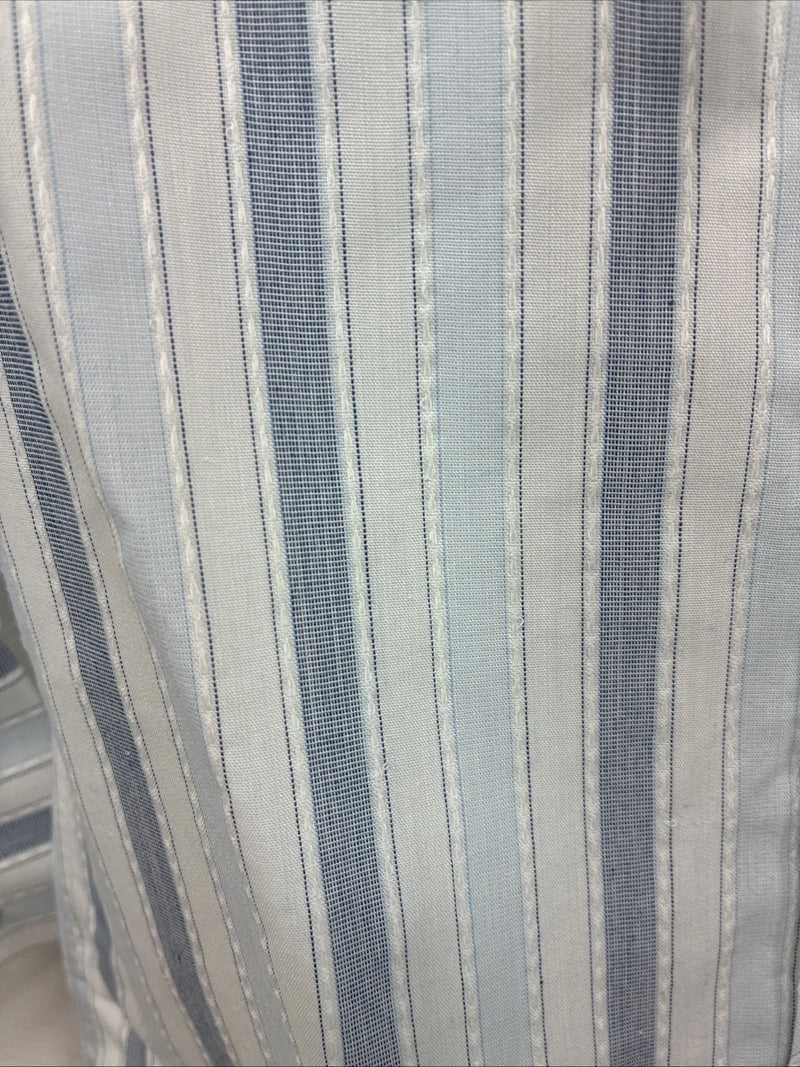 New Kids White Horse Blue Stripe Long Sleeve Pearl Snap Medium DD-35