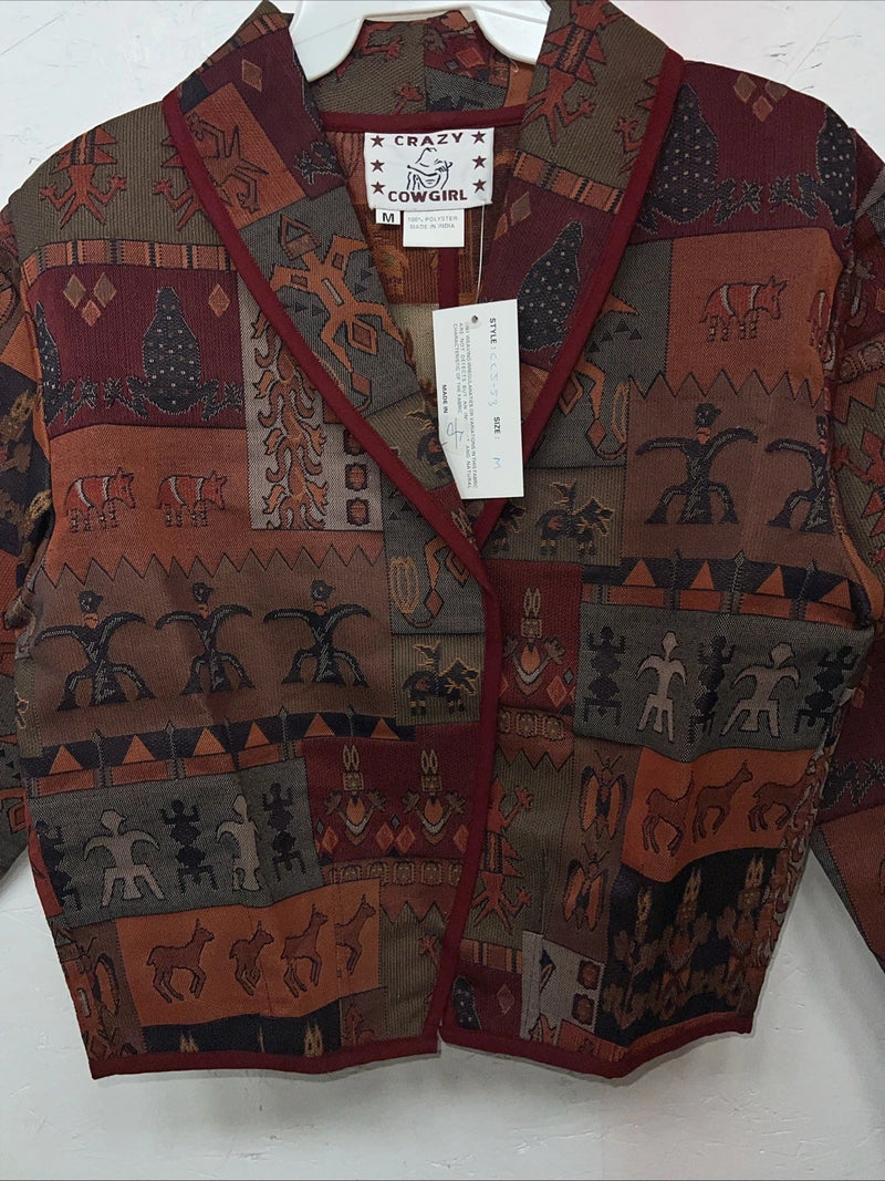 New Women’s Multicolor Crazy Cowgirl Short Jacket Medium #ccJ53 WW-16