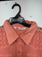 New Women’s Cumberland Pink Designed Long Sleeve Pearl Snap 2XL II-6