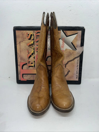 New Men’s Brown Texas Brand Cowboy Boots. M 195 8 D. 1-123