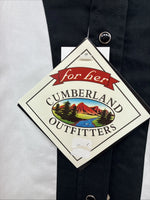 New Women’s Cumberland Black White Short Sleeve Pearl Snap Small TT-108