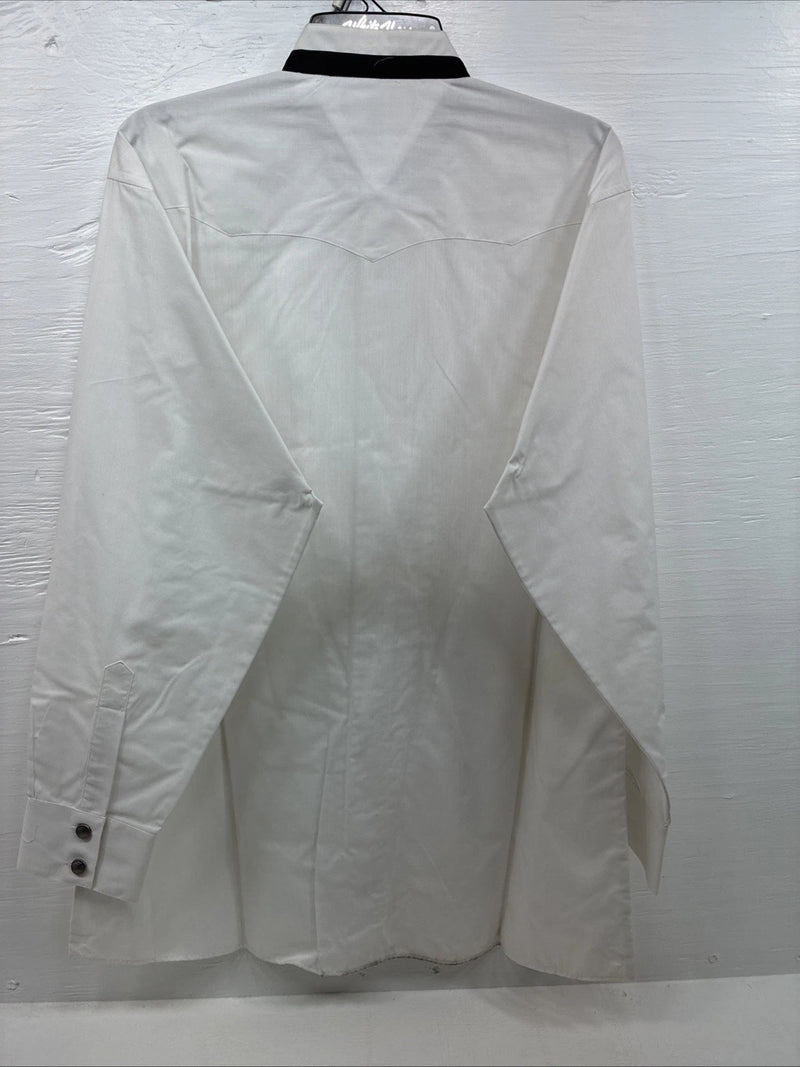 New Men’s White Horse White Tux Long Sleeve Button Up Undershirt XL H-87