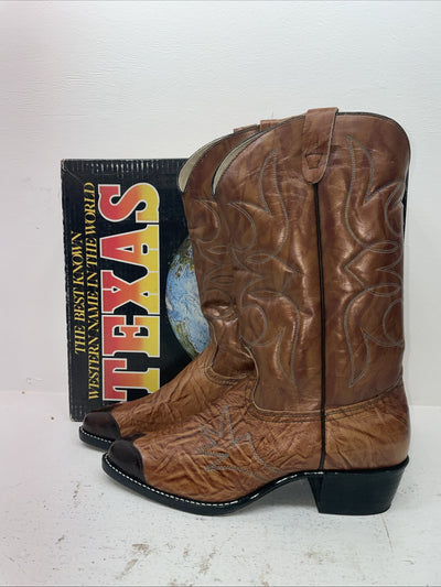 New Men’s Brown Texas Brand Cowboy Boots. 1081 10.5 10 1/2 E E. 8-38
