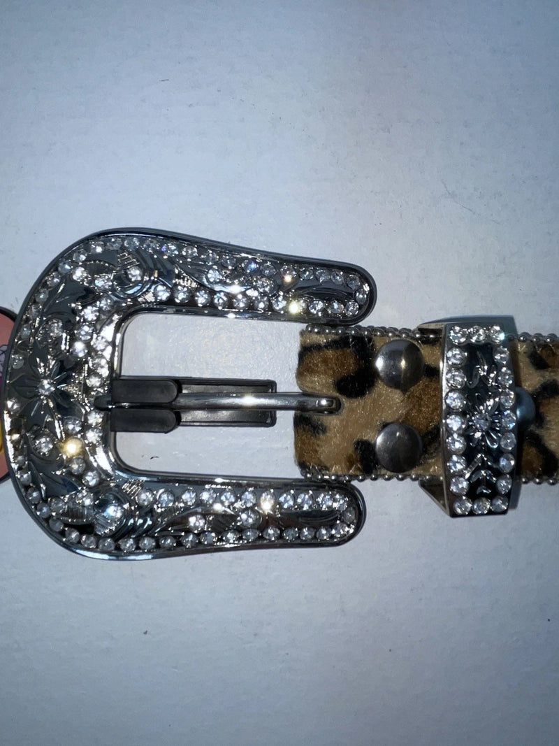 New Leopard Print Genuine Leather Blazin Roxx Bling S Belt #N1330999 Z-51