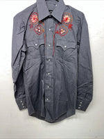 New Women’s Champion Westerns Navy Long Sleeve Button Up Shirt 14.5/33 3B-77