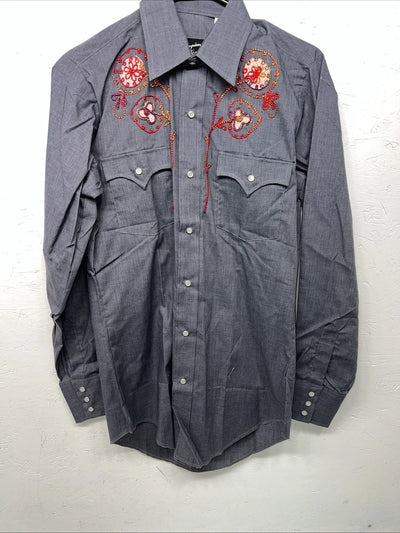 New Women’s Champion Westerns Navy Long Sleeve Button Up Shirt 14.5/33 3B-77