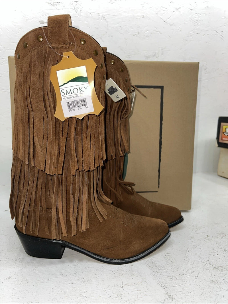 New Women’s Brown Fringe Smoky Mountain Cowboy Boots. 6566 M 6.5 6 1/2. 19-142