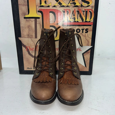 New Women’s Brown Lace Up Texas Brand Cowboy Boots. 4479 5.5 5 1/2. 20-41