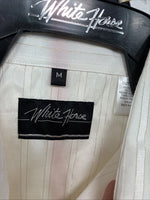 New Men’s White Horse White Gold Stripe Long Sleeve Pearl Snap Medium J-82