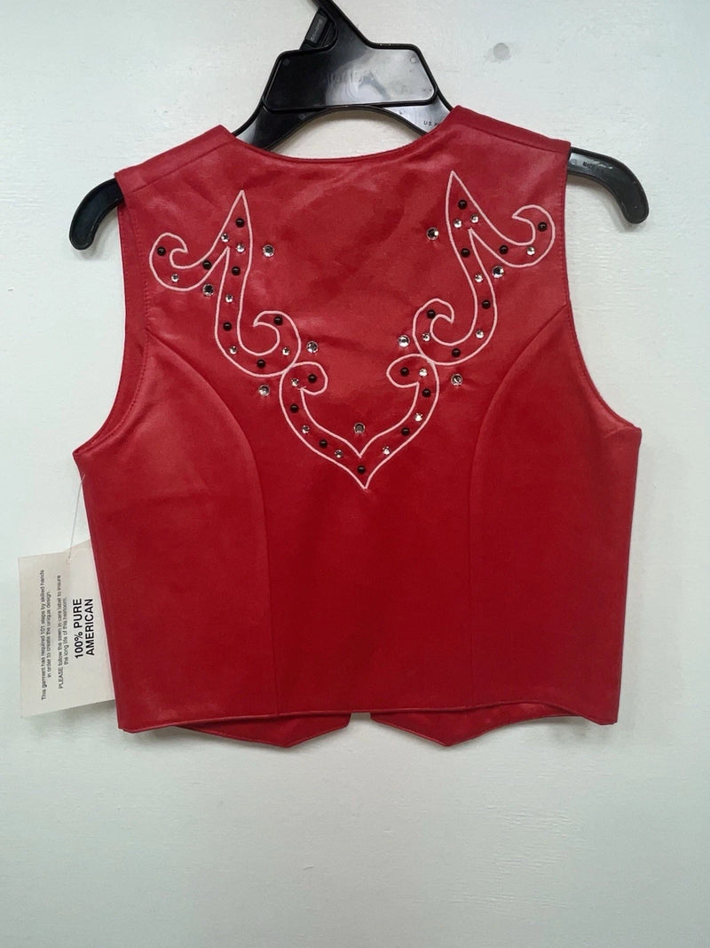 New Women’s Red 1849 Authentic Ranchwear Cut Off Zip Up Vest XS #77872 3B-69