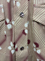 New Men’s ELY Plains Tan Red Floral Long Sleeve Pearl Snap 15.5 Medium X-109