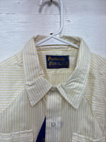 New Men’s Panhandle Slim Yellow Strip Long Sleeve Pearl Snap 16 Large AA-33