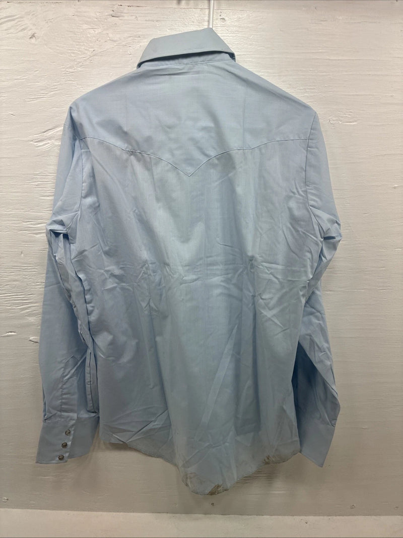 New Men’s Champion Western Blue Floral Long Sleeve Pearl Snap 16 X 34 Large