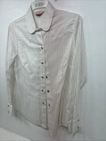 New Women’s H Bar C White Gold Stripe Long Sleeve Pearl Snap Size 40 KK-72
