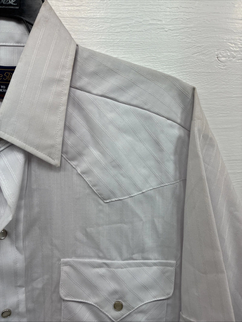 New Men’s Panhandle Slim White Short Sleeve Pearl Snap 16 Large E-70