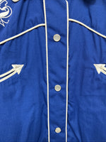 New Women’s Western Express Blue Design Long Sleeve Pearl Snap Medium LL-68