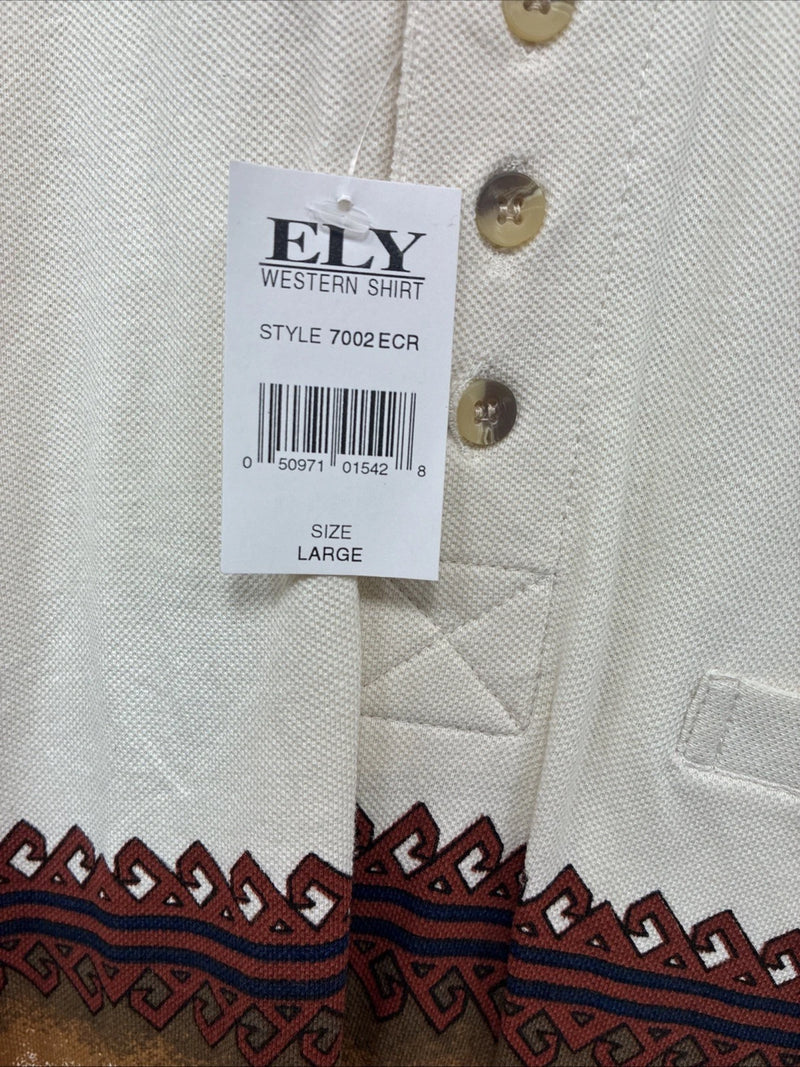 New Men’s Cumberland Brown Western Design Short Sleeve Polo Large M-23