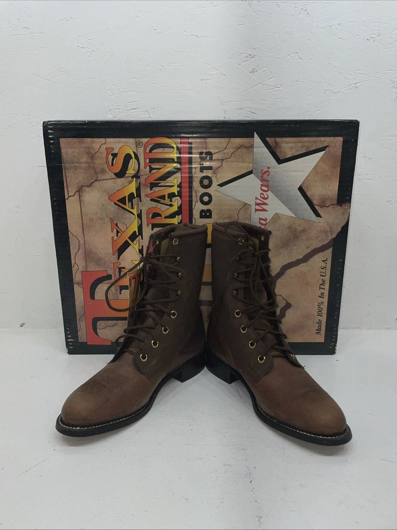 New Women’s Brown Lace Up Texas Brand Cowboy Boots. 4479 5 M. 2-42