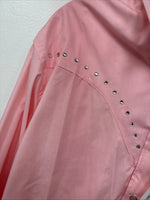 New Women’s White Horse Pink Long Sleeve Pearl Snap Small DD-99