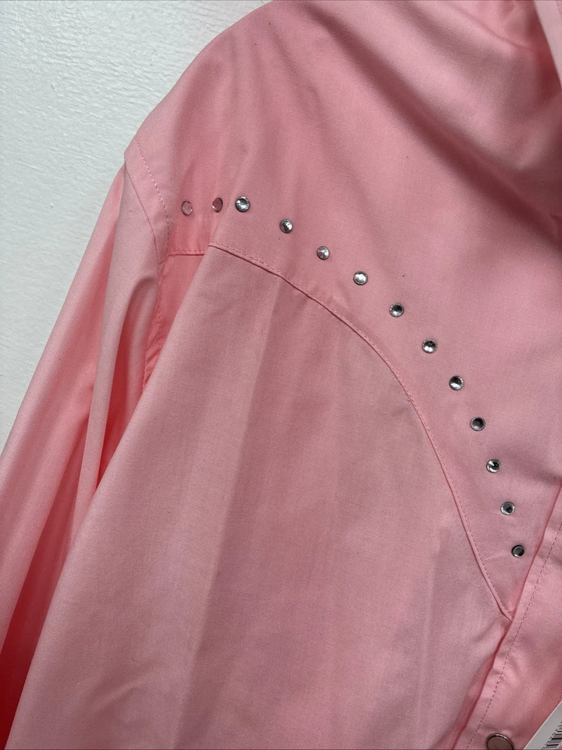 New Women’s White Horse Pink Long Sleeve Pearl Snap Small DD-99