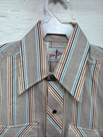 New Men’s Tem Tex Multicolor Stripe Long Sleeve Pearl Snap 14.5 X 33 Small V-8