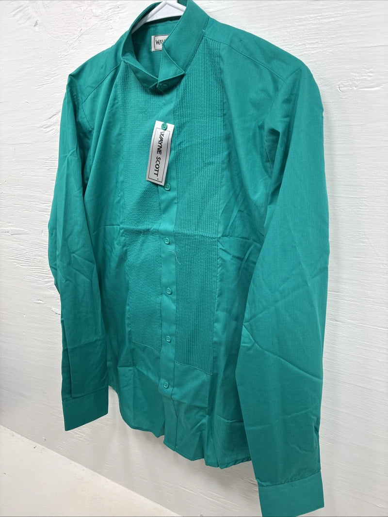 New Wayne Scott Teal Long Sleeve Button Up English Shirt Small X-83