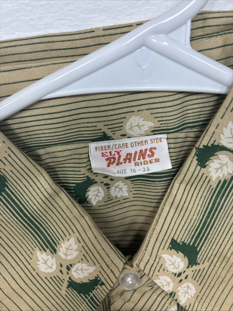 New Women’s ELY Plains Yellow Green Floral Long Sleeve Pearl Snap 16 GG-19