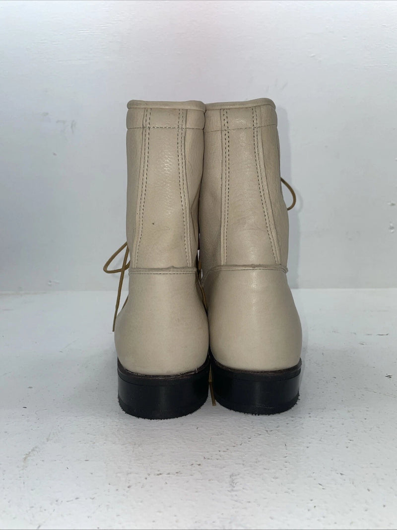 New Women’s Cream Lace Up Acme Cowboy Boots. 0814 10 M. 15-119