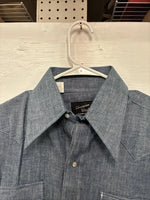 New Men’s Champion Western Jean Design Blue Long Sleeve Pearl Snap Medium M-29
