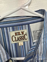 New Kids ELY Classic Blue Stripe Long Sleeve Button Up Large CC-85