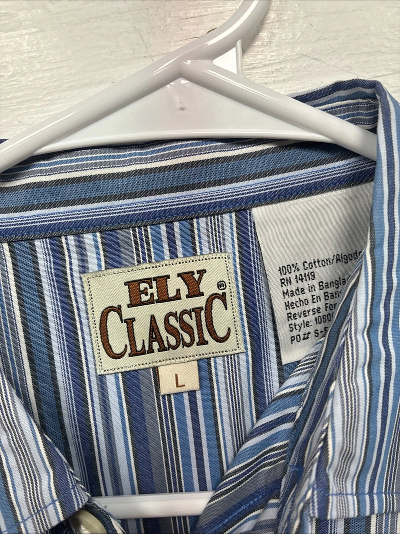 New Kids ELY Classic Blue Stripe Long Sleeve Button Up Large CC-85