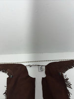 NOS Burgundy Show Chaps With Fringe Adjustable Waist 40” N-31