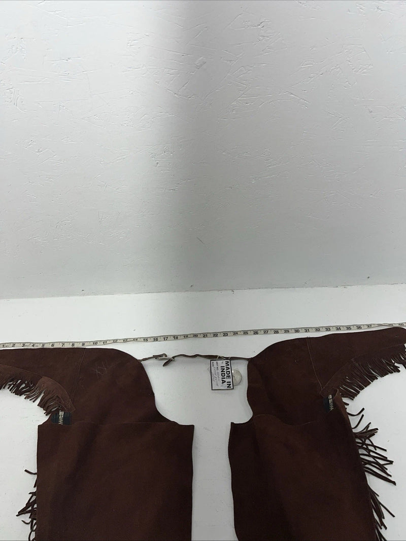 NOS Burgundy Show Chaps With Fringe Adjustable Waist 40” N-31