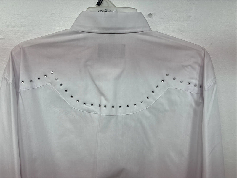 New Women’s White Horse White Gem Long Sleeve Pearl Snap XL II-32