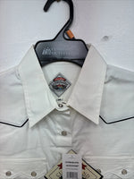 New Women’s Cumberland White Cropped White Short Sleeve Pearl Snap Medium LL-67