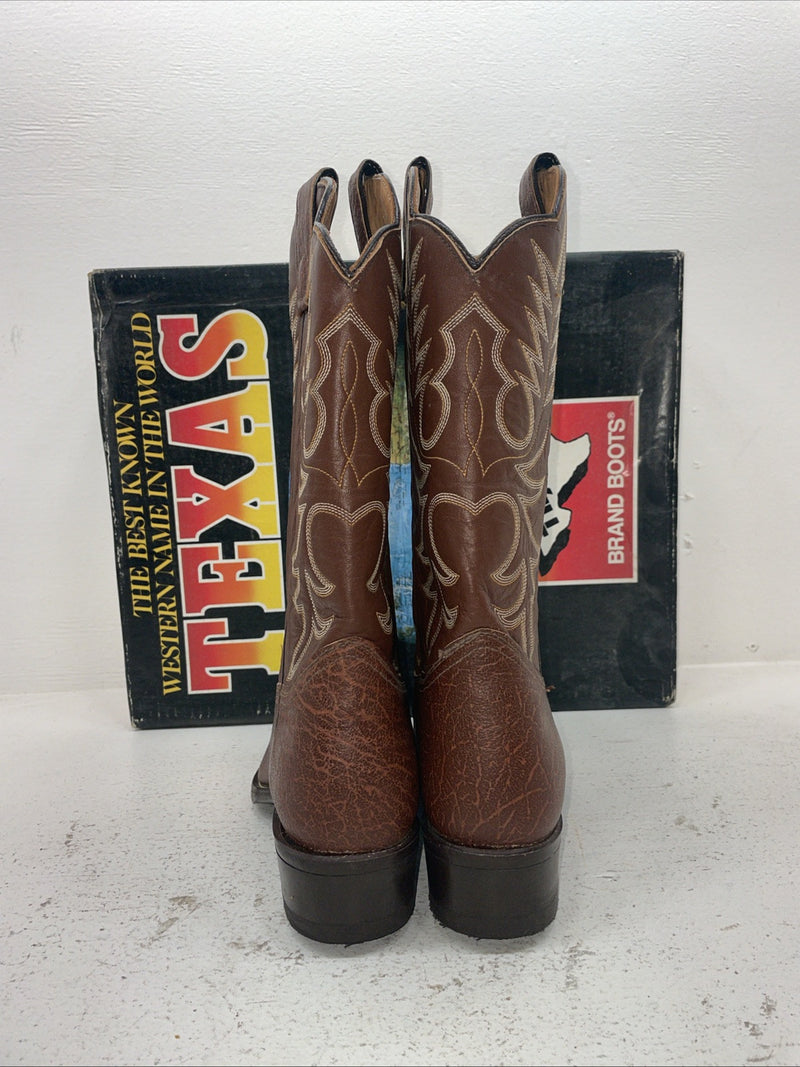 New Mens Brown Texas Brand Cowboy Boots. 7404 10 D. 7-17
