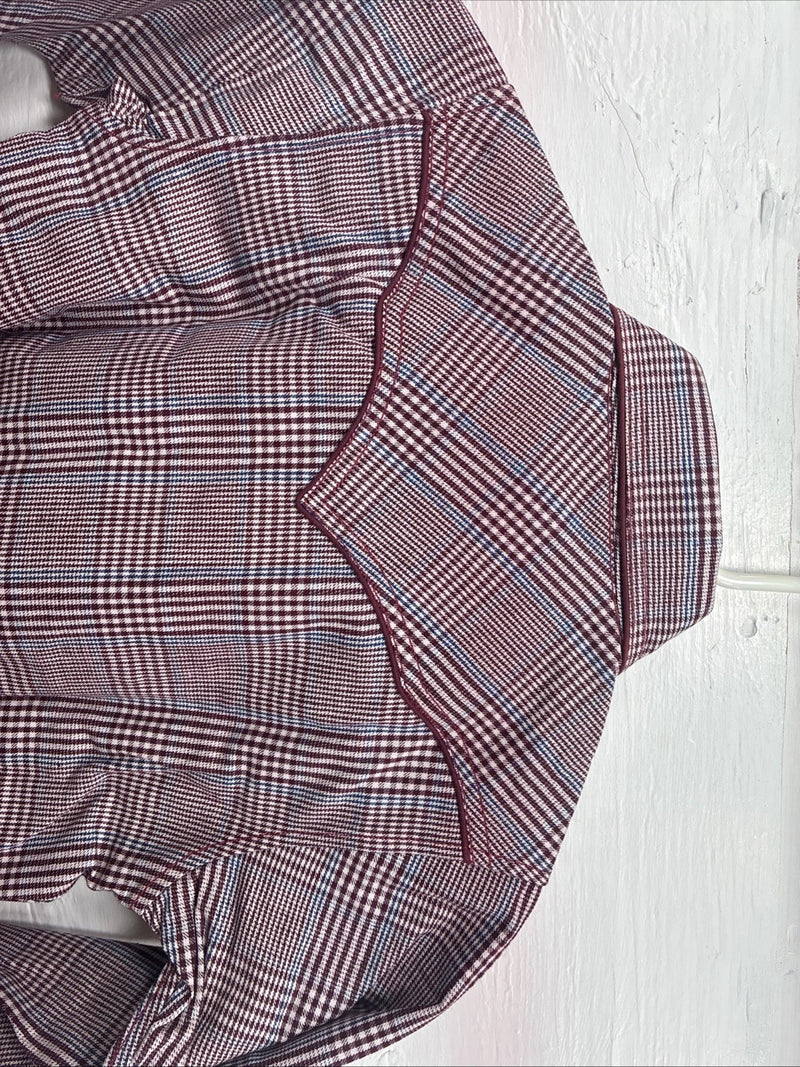 New Kids Champion Western Red Plaid Long Sleeve Pearl Snap Size 6 DD-50