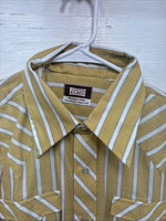New Men’s Fenton Yellow White Stripe Long Sleeve Pearl Snap 16.5 Large V-114